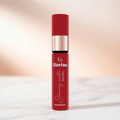 Glam Fam Stunning Matte Lip color, 5 ml (Scarlet Red)