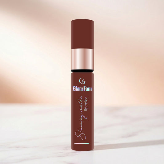 Glam Fam Stunning Matte Lip color, 5 ml (Brownie Drownie)