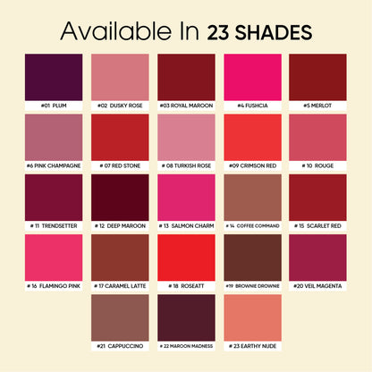 Glam Fam Stunning Matte Lip color, 5 ml (Deep Maroon)