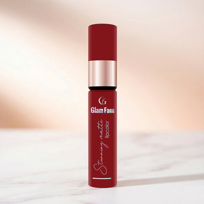 Glam Fam Stunning Matte Lip color, 5 ml (Royal Maroon)