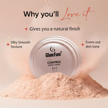 GLAMFAM OIL CONTROL 2-IN-1 COMPACT POWDER (Ivory)