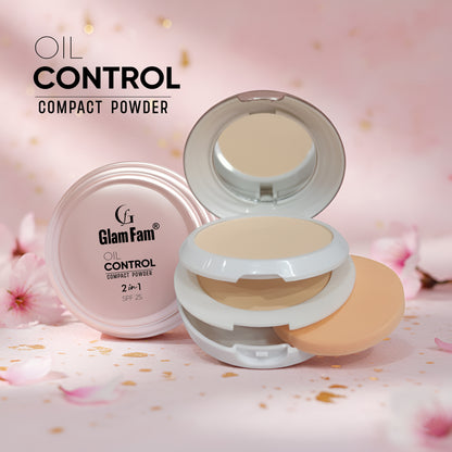 GLAMFAM OIL CONTROL 2-IN-1 COMPACT POWDER (Ivory)