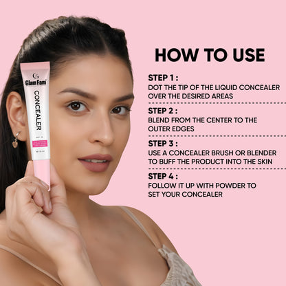 Glam Fam Concealer, SPF 25, High Coverage, No Mask Effect, Long-Lasting, 15 ml (Warm Sand, 15 ml)